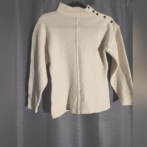 Vintage Adrienne Vittadini Ivory LS Mock Neck Wool Sweater M
